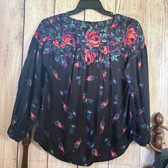 Maeve Anthropologie Womens Floral Linen Blend Tops size Small - Picture 8 of 10